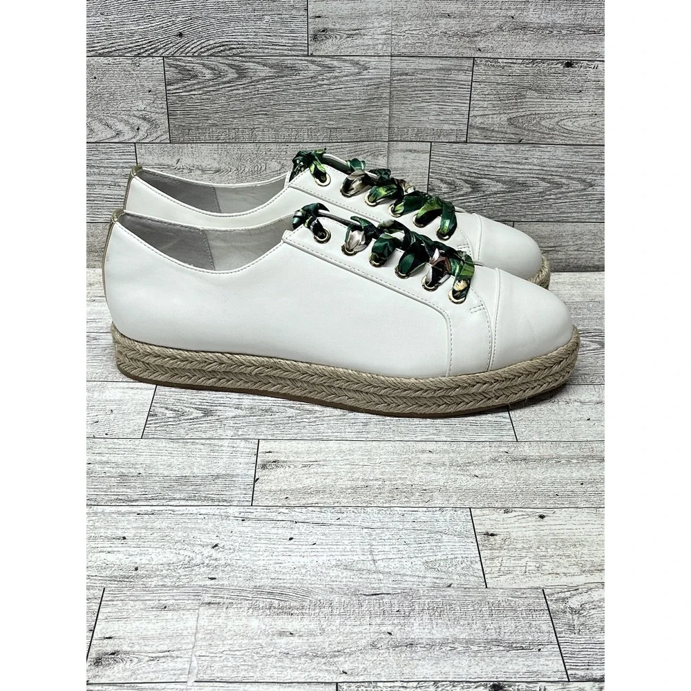 White House Black Market White‎ Sneaker Espadrille Tropical laces size 9.5 US